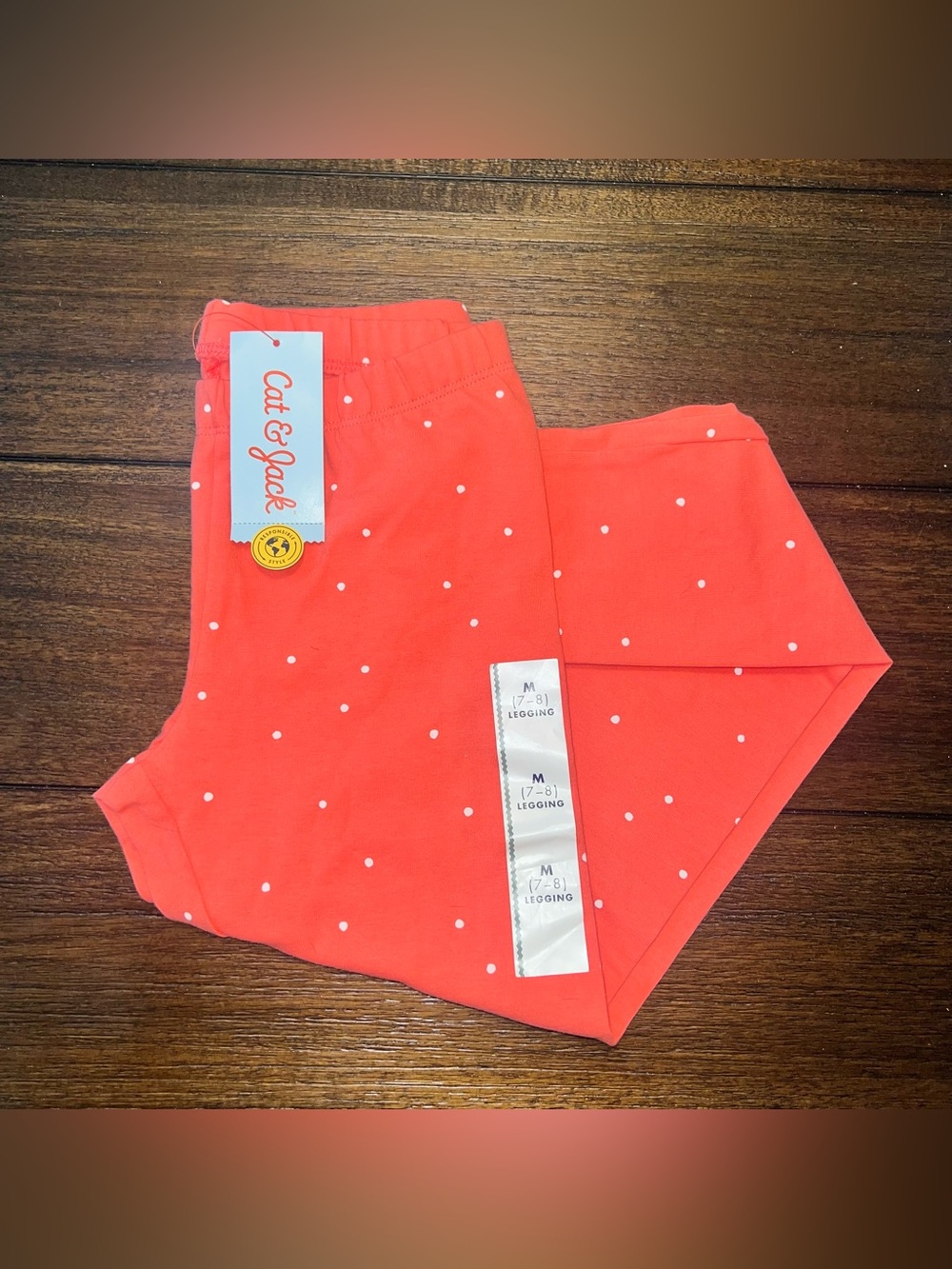 Cat & Jack Coral with White Dot Kids Leggings